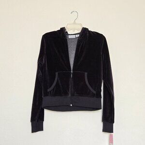 freestyle a danskin company Women Velour Zip Hoodie, Black, M